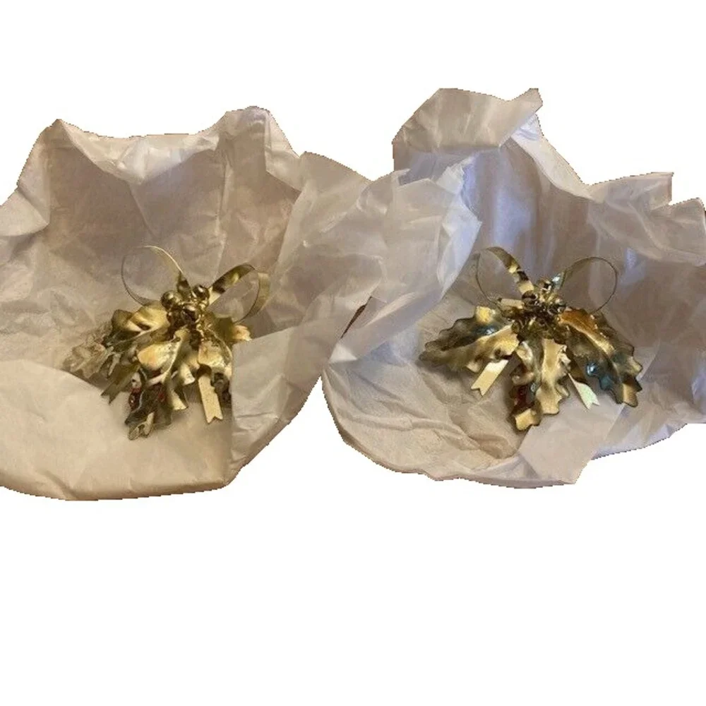 AVON Holly‎ & Bow Convertible Candle Decoration Set of 2 Taper Huggers NIB